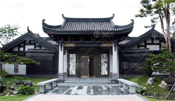 中式风格四合院铜门_香洲埠楼王铜大门