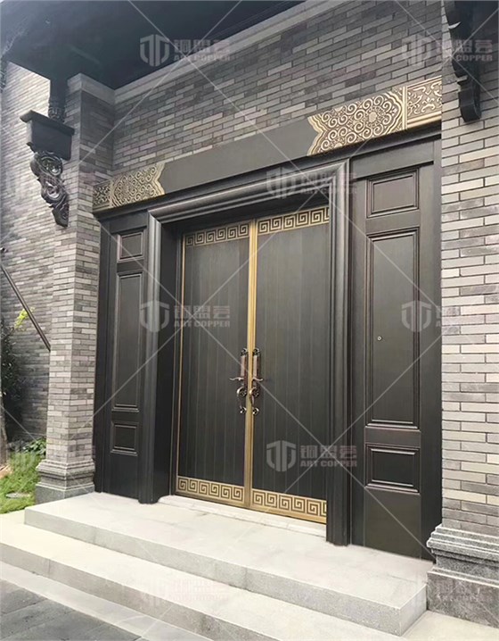 中式风格双开铜门_四合院双开铜门