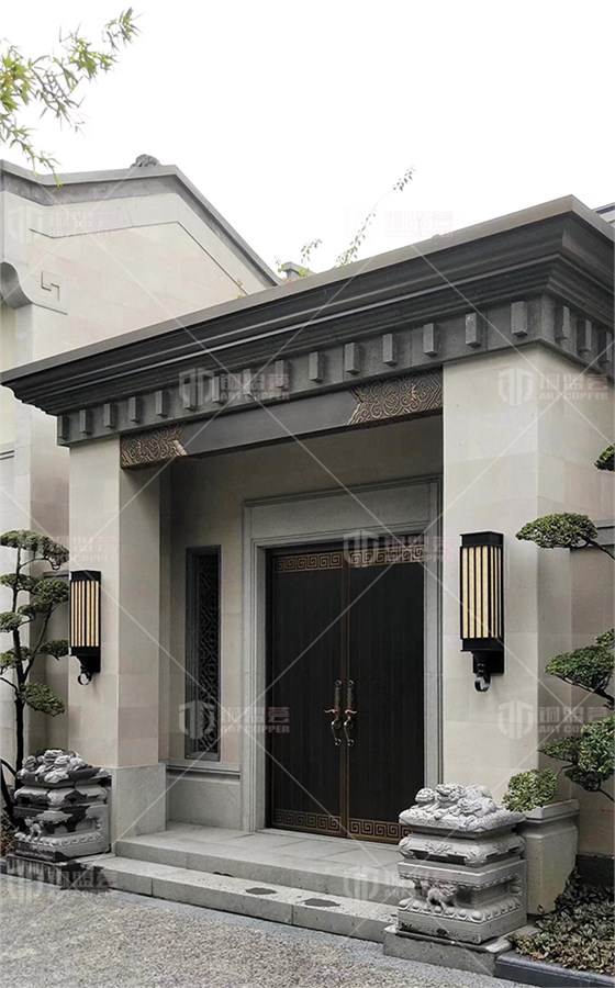 中式风格双开铜门_四合院双开铜门