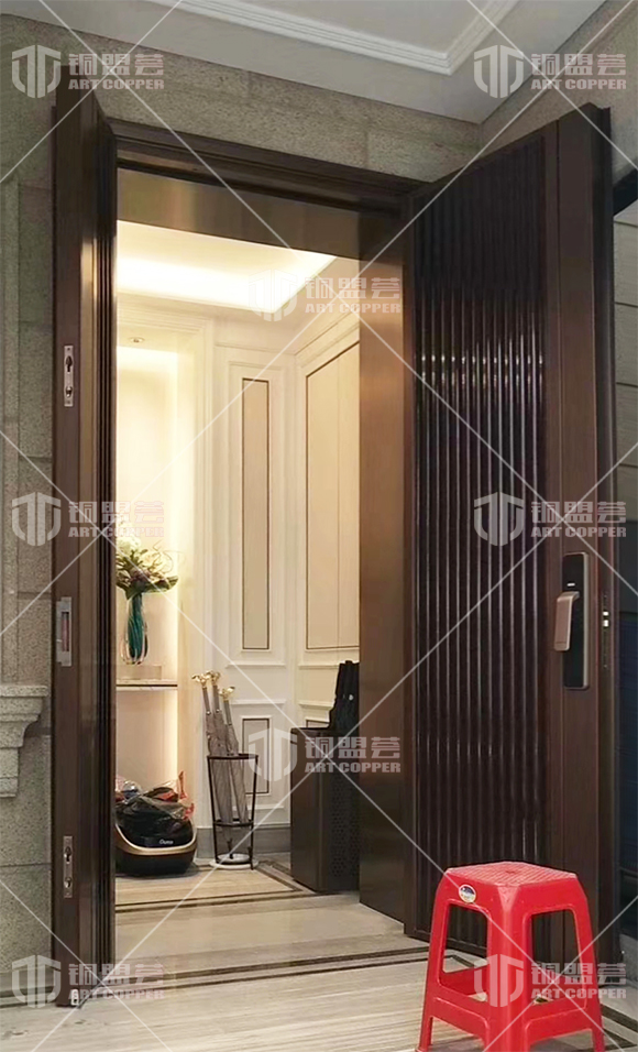 现代简约子母铜门实景案例现场图片