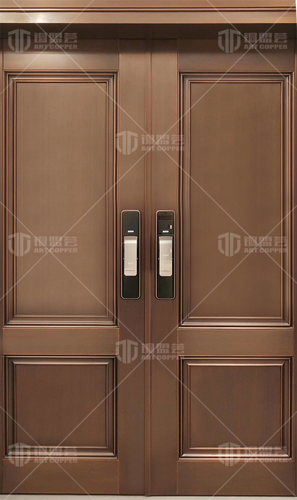 别墅双开铜门实景案例_别墅双开铜门安装图片