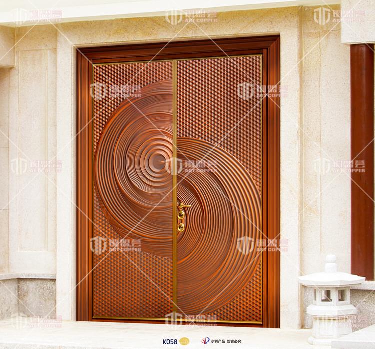 对开铜门,别墅铜门,双开铜门