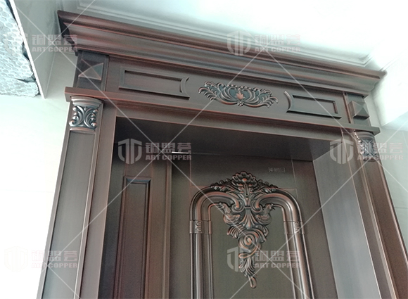 家用铜门实景案例_子母铜门现场图片_铜盟荟铜门