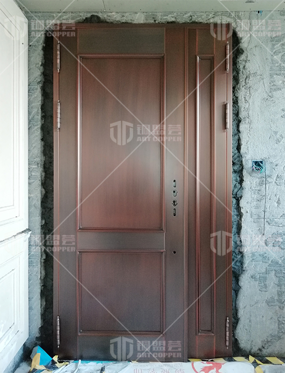 家用铜门实景案例_子母铜门现场图片_铜盟荟铜门