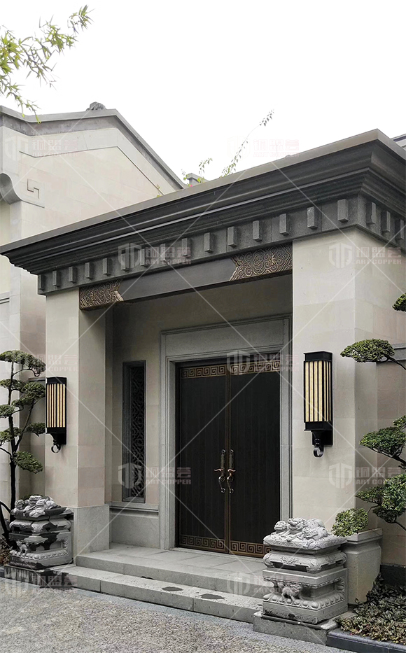 中式风格双开铜门_四合院双开铜门