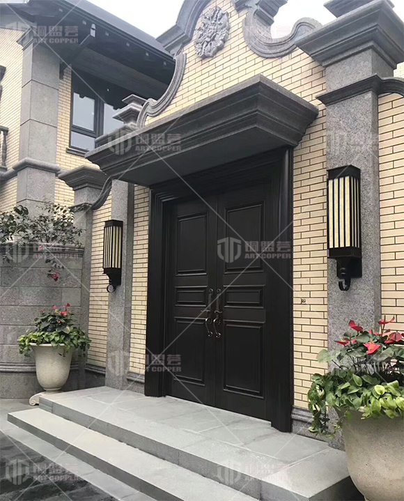 中式风格双开铜门_四合院双开铜门