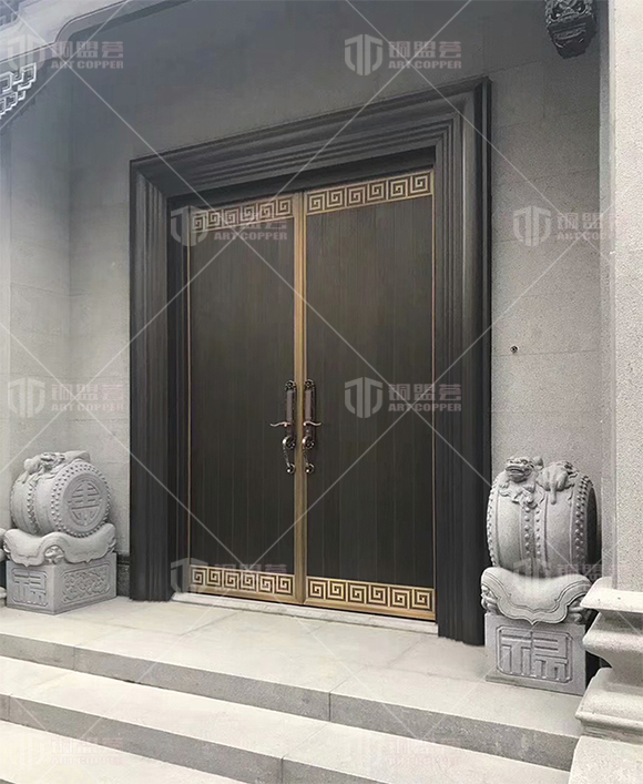 中式风格双开铜门_四合院双开铜门