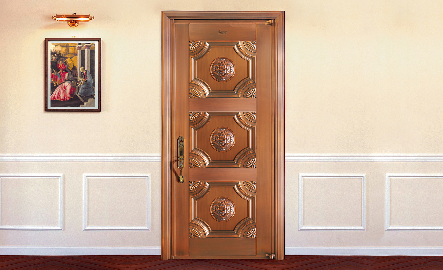 H004大展宏图,真铜门,单开铜门,单扇铜门